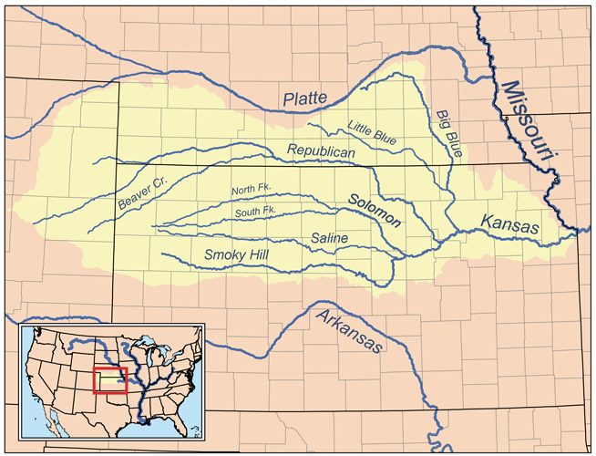 Map of the Kansas River drainage basin | Wikimedia Commons