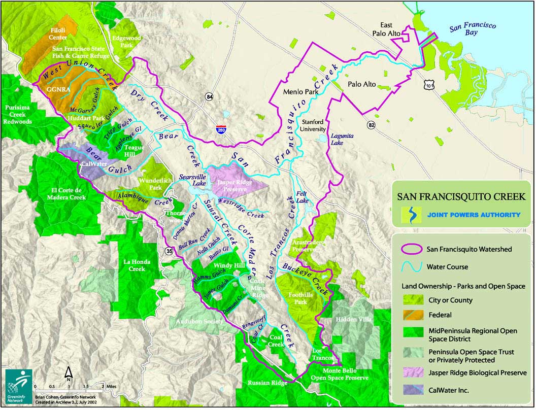 San Francisquito Creek Watershed with named tributaries. Courtesy of San Francisquito Creek Joint Powers Authority