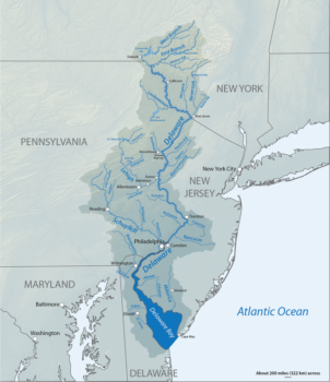 Mapa działu wodnego rzeki Delaware | Wikimedia Commons