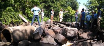 Whittenton Dam removal pre-construction meeting, Mill River, Taunton Massachusetts, July 13, 2013 | American Rivers
