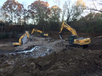 Phase two of the Shuford Dam removal. | Erin Singer McCombs
