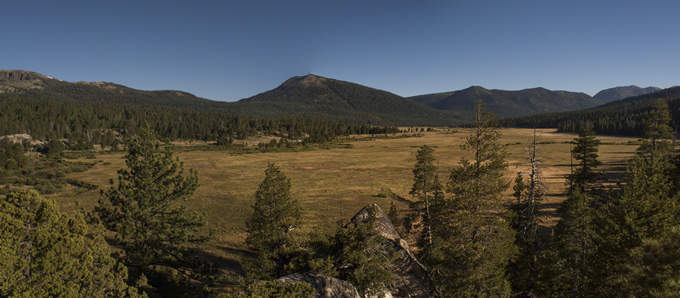 Panorama of Hope Valley Meadow looking north from the very upper end of the meadow. | Daniel Nylen