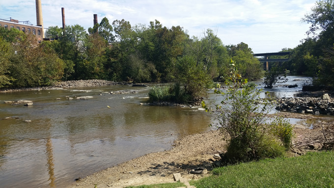 The Haw River runs free at the former location of Granite Mill Dam. | Erin McCombs