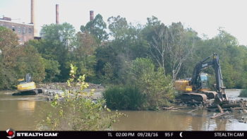 Granite Mill Dam during de-construction. | USFWS