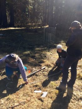 Soil sampling for carbon, density, and greenhouse gases on my third day of being an AmeriCorps member. Photo taken at Bear Trap Meadow in the Sierra Nevadas. | Maiya Greenwood