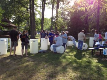 A “make and take” rain barrel workshop in Toledo, Ohio with the Toledo – Lucas County Rain Garden Initiative. | Katie Rousseau 