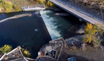 The Nelson Dam is an 8-foot-high diversion dam that sits just upstream of the city of Yakima on the Naches River in Washington. | Justin Clifton