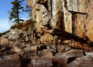 La Croix pictographs on a cliff along the Boundary Waters. | Jim Bradenburg