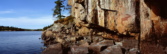 La Croix pictographs on a cliff along the Boundary Waters. | Jim Bradenburg