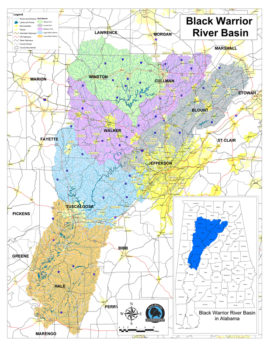 The Black Warrior River watershed looks like a left footprint and drains northcentral Alabama. | Photo by Nelson Brooke