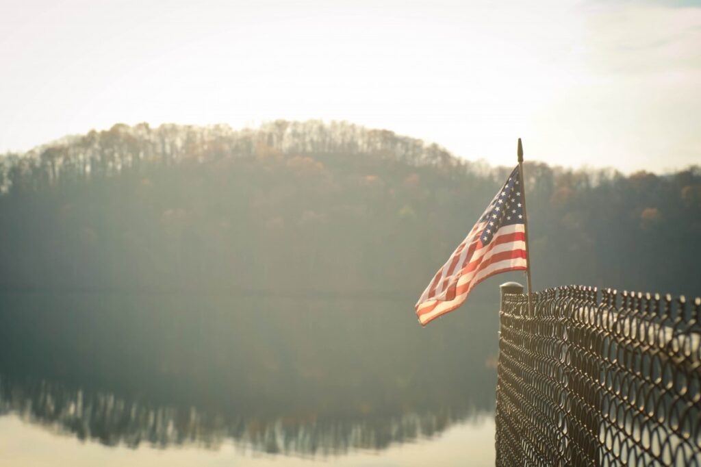 American Flag on the River