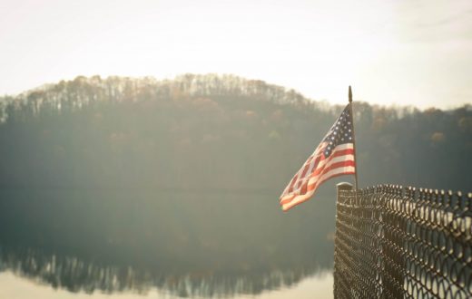 American Flag on the River