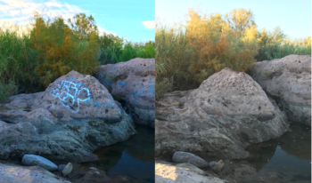 Graffiti Removal Project on the Lower Salt River and Saguaro Lake | Nicole and Justin Corey