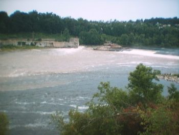 A rush of water surged through Edwards Dam as the Kennebec was freed on July 1, 1999