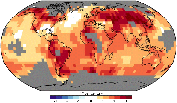 NOAA NCDC climate assessment temp trends map