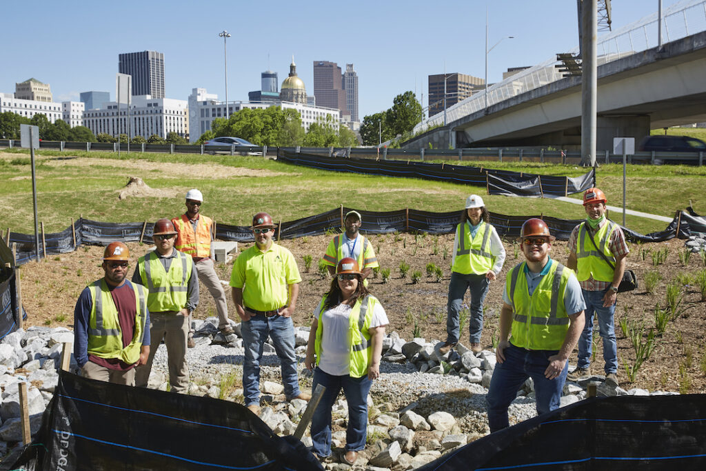 GDOT Construction of Green Stormwater Infrastructure Retrofit in Intrenchment Creek Headwaters | Photo by The Sintoses