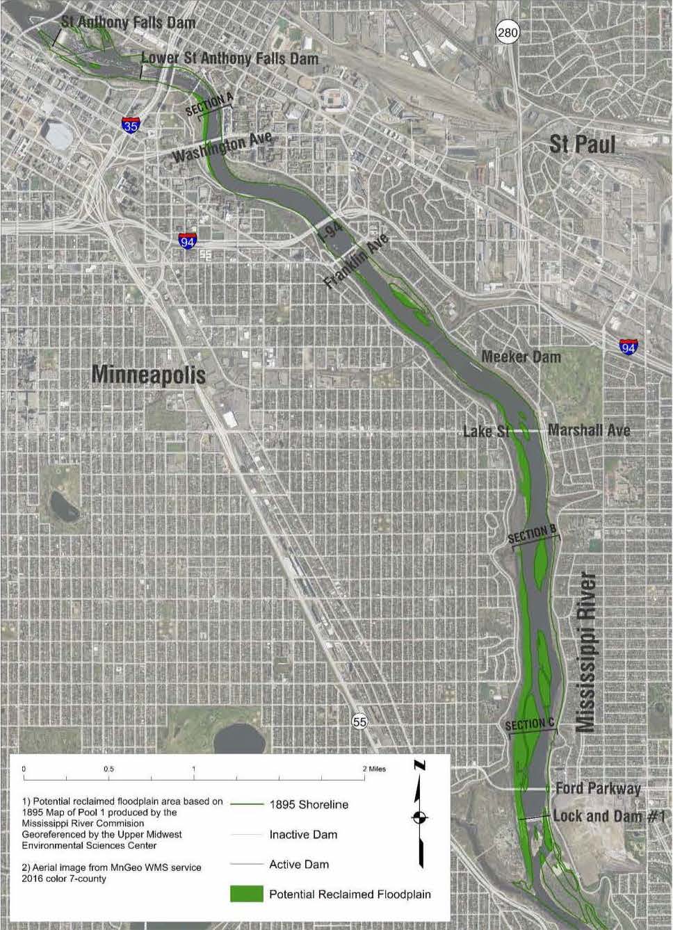 Potential shoreline changes with dam removal - River Character Section Locations