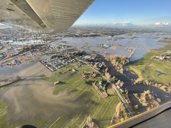 Flooding on the Nooksack River near Ferndale, Washinton