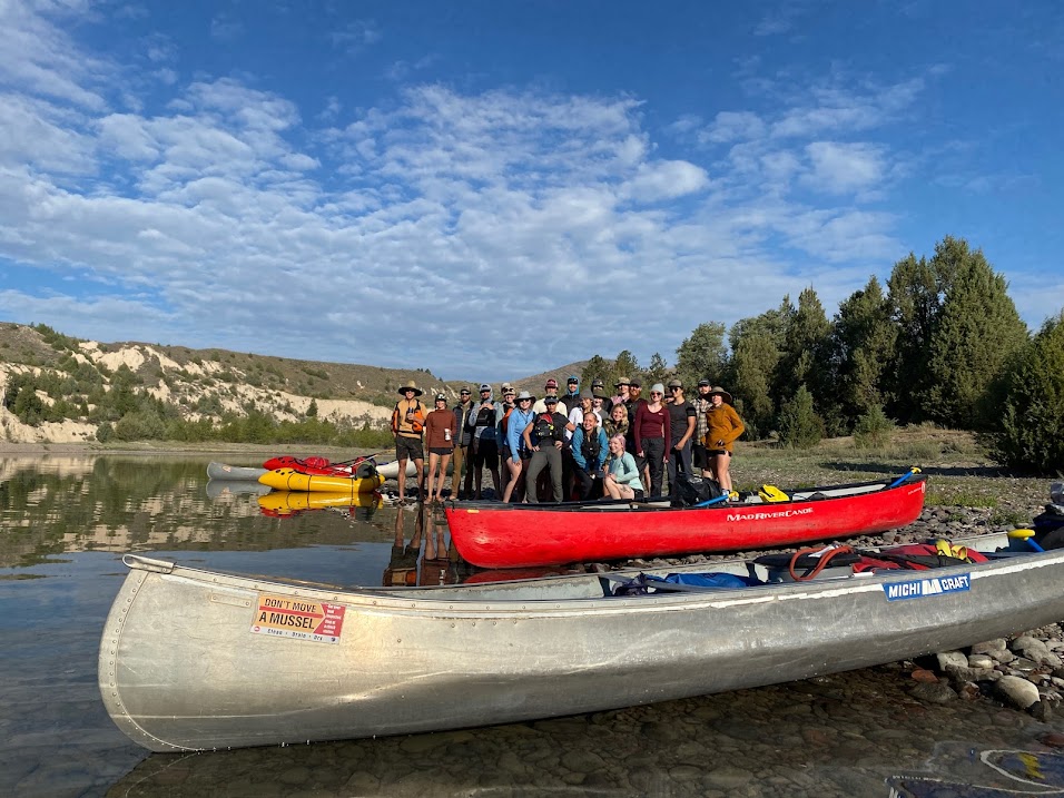 2021 Wilderness & Civilization cohort on the Lower Flathead River  Photo by Lisa Ronald, Wild and Scenic Rivers Coalition