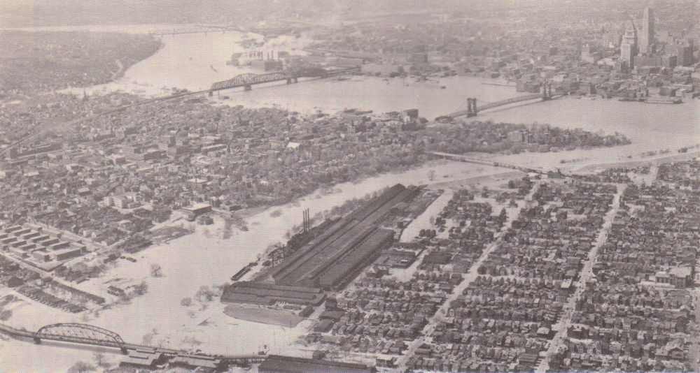 Aerial View of Flooding Along the Ohio River and lower Licking Rivers, including Newport, Covington and Cincinnati | Photo courtesy of Northern Kentucky Views