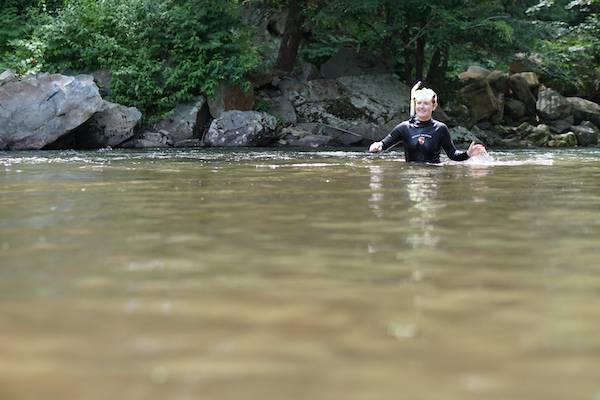 Erin McCombs from American Rivers snorkeling | Photo by Gary Peeples