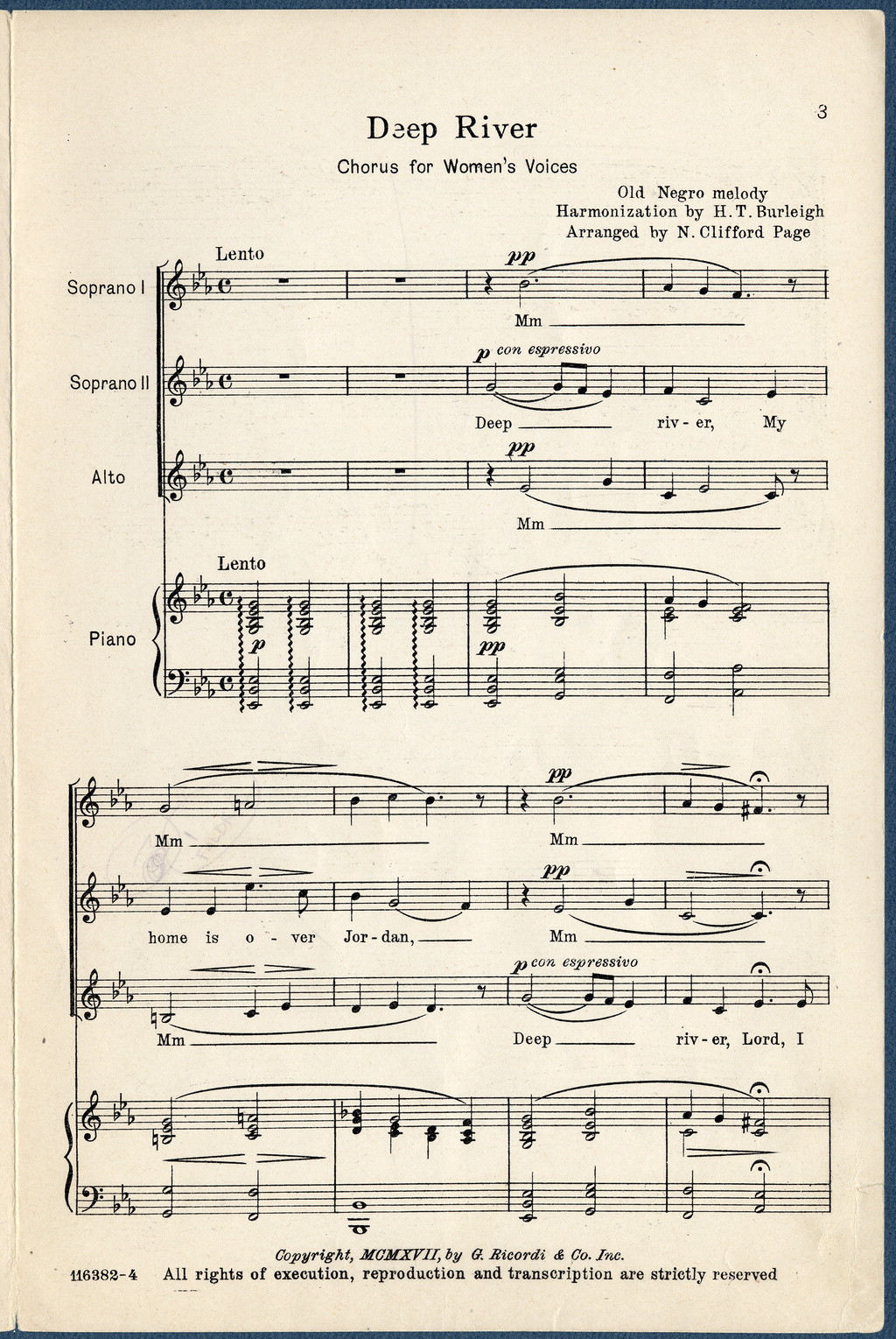 Deep River sheet music |  Photo courtesy of the Library of Congress