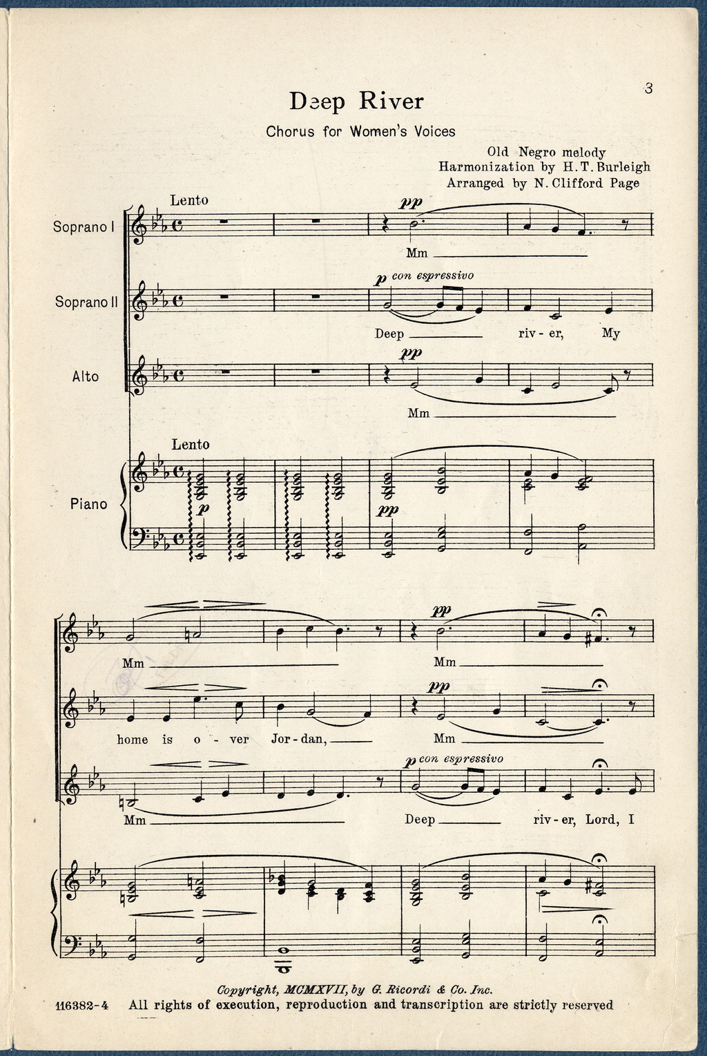 Deep River sheet music | Photo courtesy of the Library of Congress