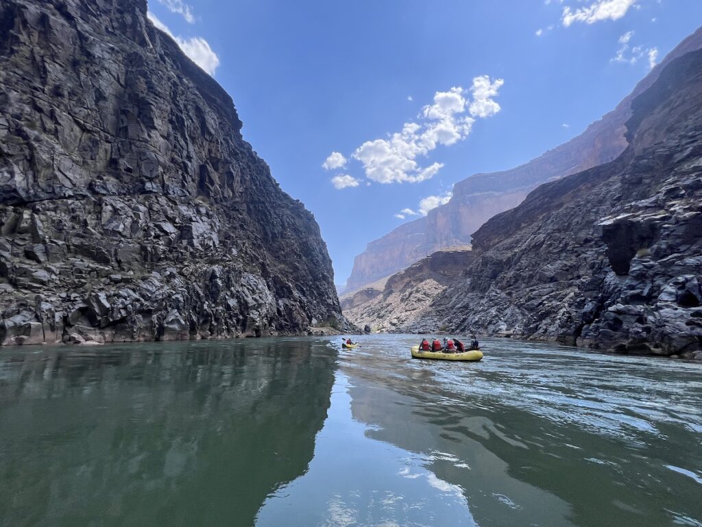 Author (captaining paddleboat) in Grand Canyon this May. Photo by Chris Hedge