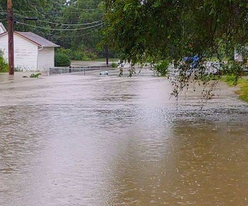 Flooded roads in Cahokia Heights in Centreville, Illinois