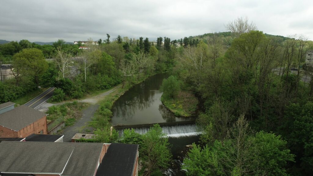 Aerial photo of Paper Mill Dam before removal | Photo by PA Fish and Boat Commission