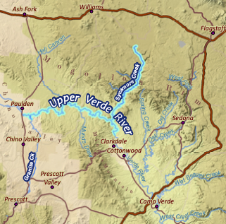 Map of the Upper Verde River in northern Arizona